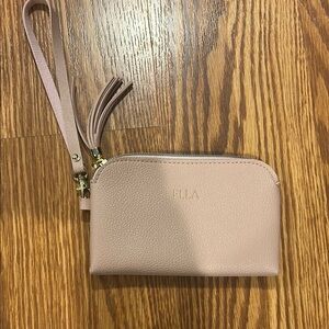 Ella Pink Leather Wristlet Clutch